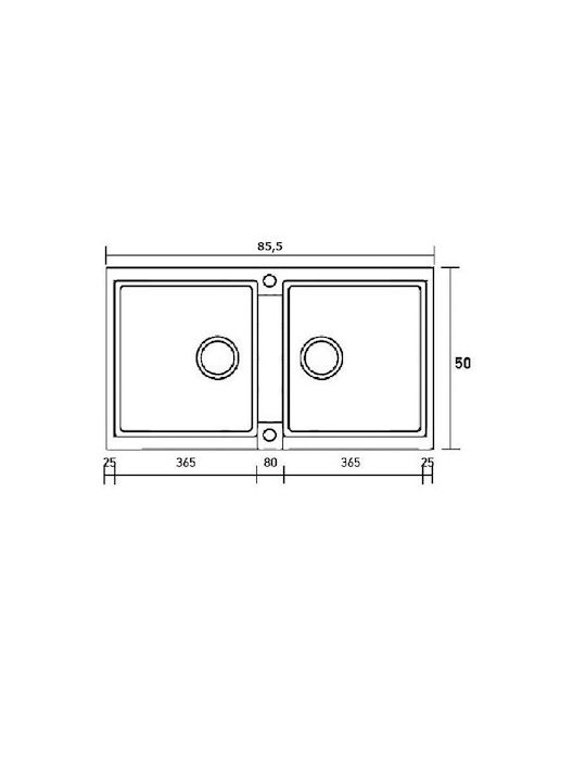 Sanitec Classic Drop-In Spüle aus Verbundgranulat B86xT50cm White