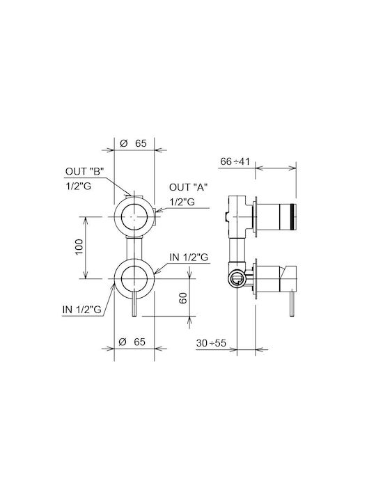 La Torre Built-in Faucet Mixer for Shower 2 Exits Silver
