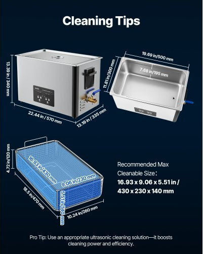 Vevor Curățător Ultrasonic 30lt Inox Cu Temporizator Mecanic