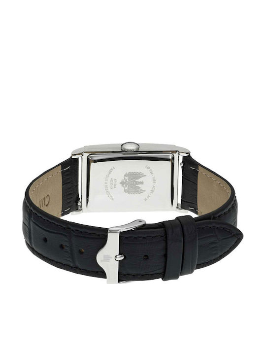 Lip Watches Churchill T24 Мъжки Часовник На Батерия с Черна Кожена Каишка
