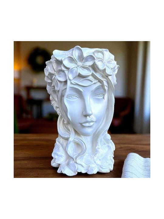 Velve Vază Decorativă Ceramică Alb 33x18x33cm 1buc