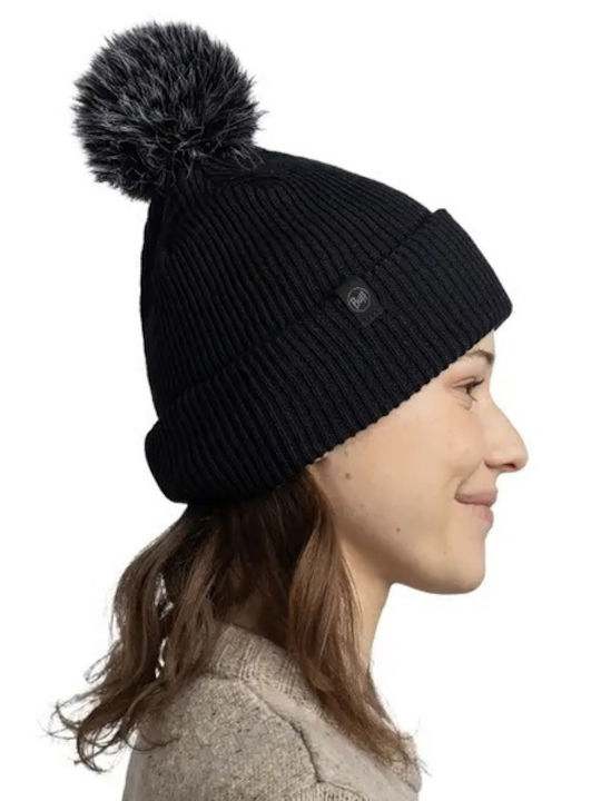 Pom Pom Beanie Unisex Beanie Knitted in Black color