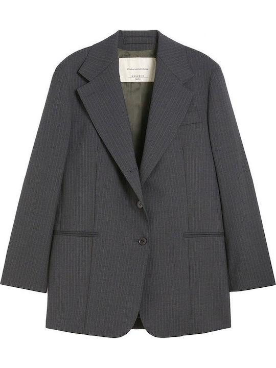 Max Mara Weekend Edmea Γυναικείο Σταυρωτό Σακάκι Σκούρο Γκρι