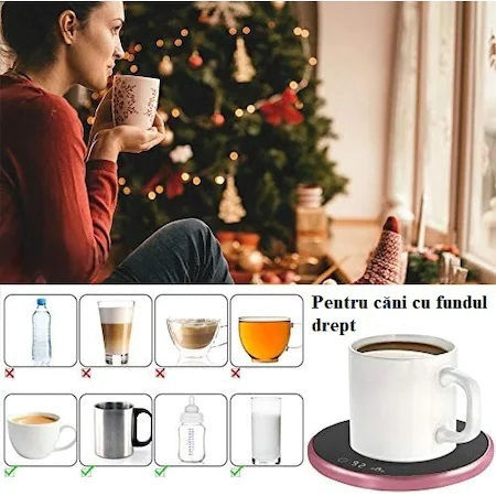 Smart Warmer Cană De Cafea Alte Băuturi Păstrând Băuturile Calde Ecran Lcd Butoane Tactile Roz
