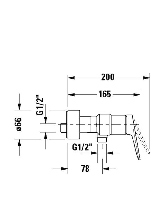 Duravit Αναμεικτική Μπαταρία Ντουζιέρας Ασημί