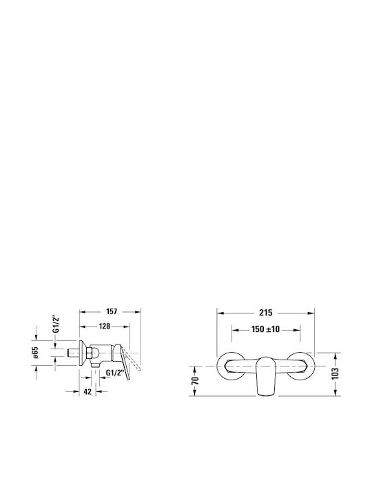 Duravit Αναμεικτική Μπαταρία Ντουζιέρας Ασημί