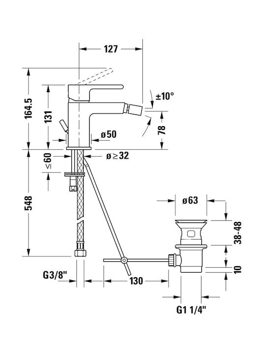 Duravit Μπαταρία Μπιντέ