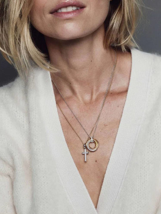 Ti Sento Damen Kreuz aus Vergoldetem Silber mit Kette