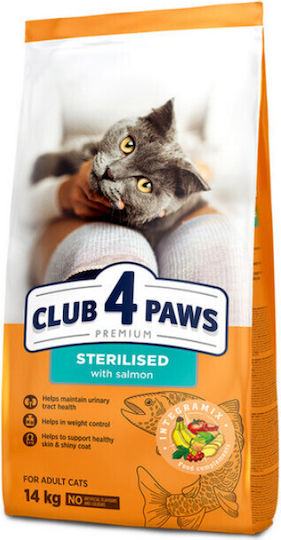 Club 4 Paws Ξηρά Τροφή για Στειρωμένες Γάτες με Σολομό / Κοτόπουλο / Ρύζι / Πουλερικά 0.9kg