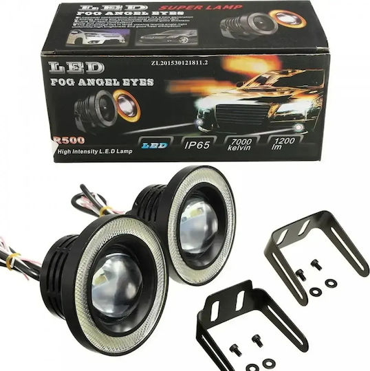 Round Angel Eyes Car Foglights Daytime Running Lights LED Universal 12V 10W 8.9cm 2pcs M609