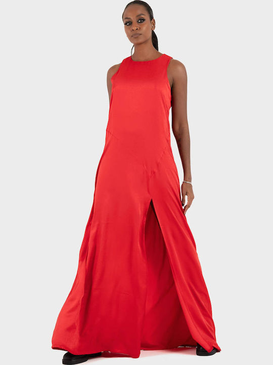 Summer Maxi Dress for Wedding and Christening Open Back Red