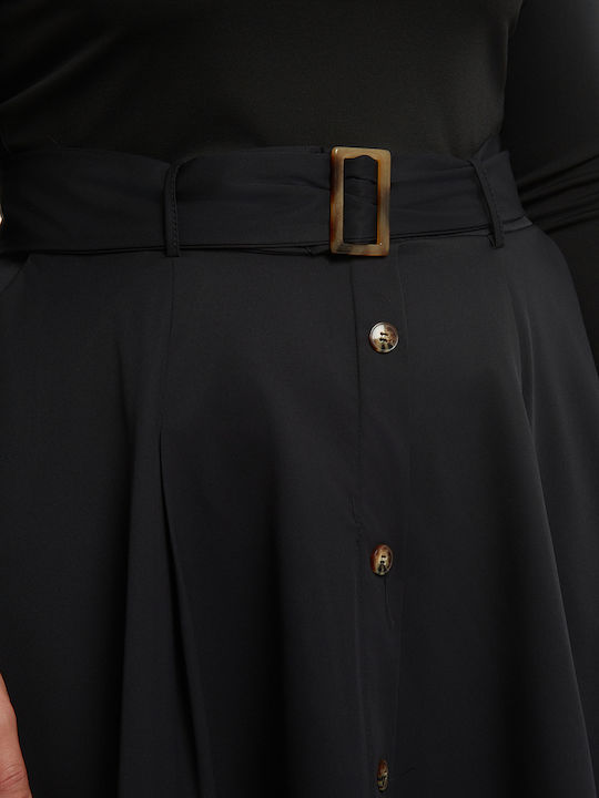 Midi Shirt Dress Dress Turtleneck Black