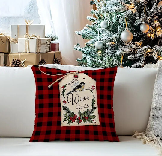 By Queen Limited Festive Edition Μαξιλαροθήκη Buffalo Plaid Σχέδιο “warm Winter Wishes”