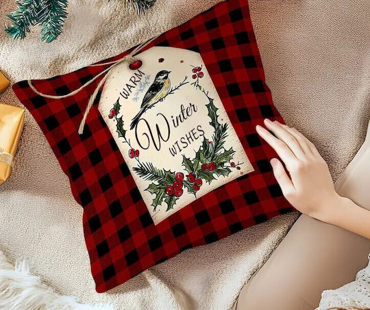 By Queen Limited Festive Edition Μαξιλαροθήκη Buffalo Plaid Σχέδιο “warm Winter Wishes”
