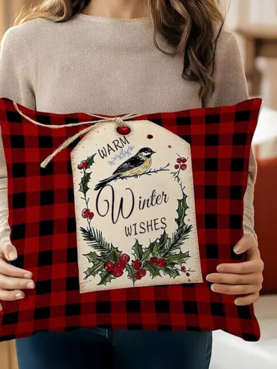 By Queen Limited Festive Edition Μαξιλαροθήκη Buffalo Plaid Σχέδιο “warm Winter Wishes”