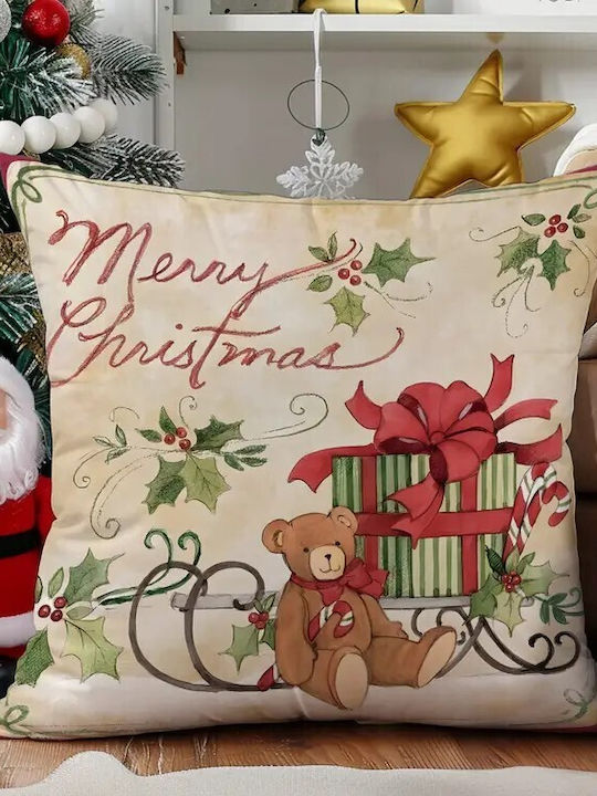 By Queen Limited Festive Edition Μαξιλαροθήκη Merry Christmas Αρκουδάκι