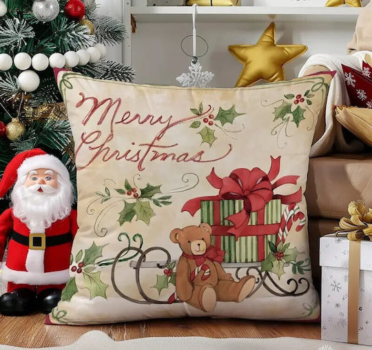 By Queen Limited Festive Edition Μαξιλαροθήκη Merry Christmas Αρκουδάκι