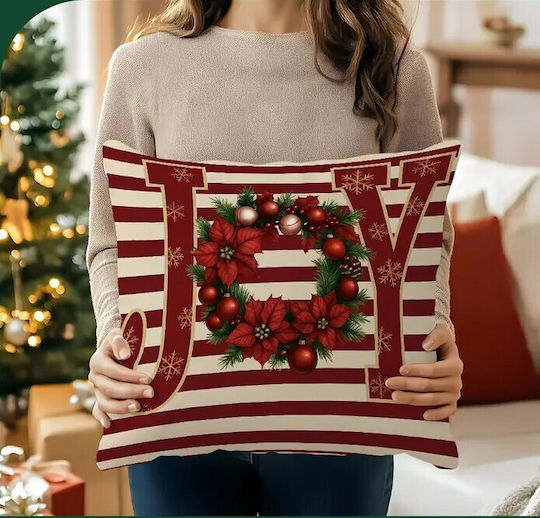 By Queen Limited Festive Edition Μαξιλαροθήκη Joy Χριστουγεννιάτικο Στεφάνι 45x45εκ