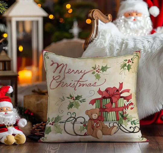 By Queen Limited Festive Edition Μαξιλαροθήκη Merry Christmas Αρκουδάκι