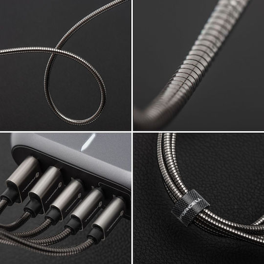 Forcell Metal Редовна USB-A към Lightning кабел 12W Сребрист 2м