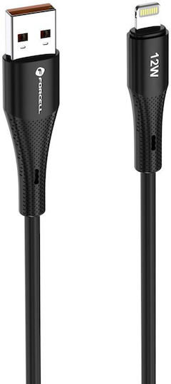 Forcell Regular USB-A la Cablu Lightning 12W Negru 1m
