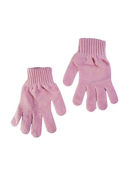 Kids Beanie Set with Scarf & Gloves Knitted Pink