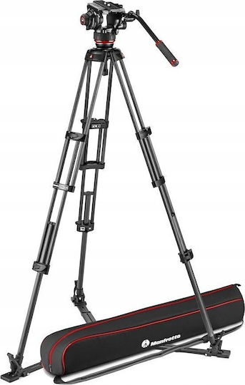 Manfrotto Videostative 504 Video Kopf mit CF Twin Leg aus Carbonfaser und Belastbarkeit 12kg bis 166cm
