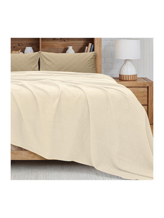 Lino Home Κουβέρτα Πικέ Μονή 170x240εκ. Εκρού