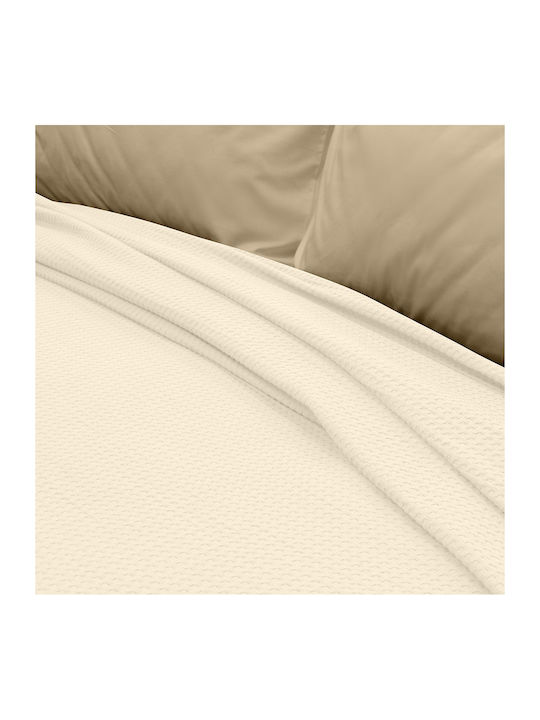 Lino Home Κουβέρτα Πικέ Μονή 170x240εκ. Εκρού