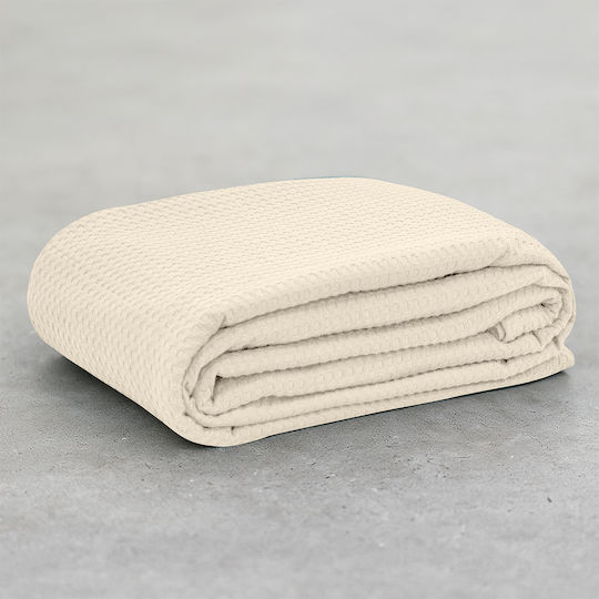 Lino Home Κουβέρτα Πικέ Μονή 170x240εκ. Εκρού