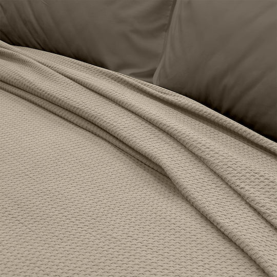 Lino Home Κουβέρτα Πικέ Μονή 170x240εκ. Μόκα