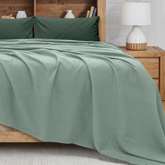 Lino Home Cocoon Pique Double Blanket 220x240cm Mint