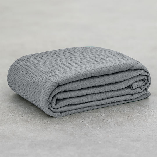 Lino Home Cocoon Κουβέρτα Πικέ Υπέρδιπλη 240x260εκ. Γκρι