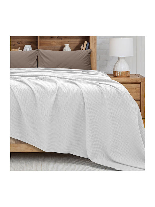 Lino Home Cocoon Κουβέρτα Πικέ Μονή 170x240εκ. Λευκό