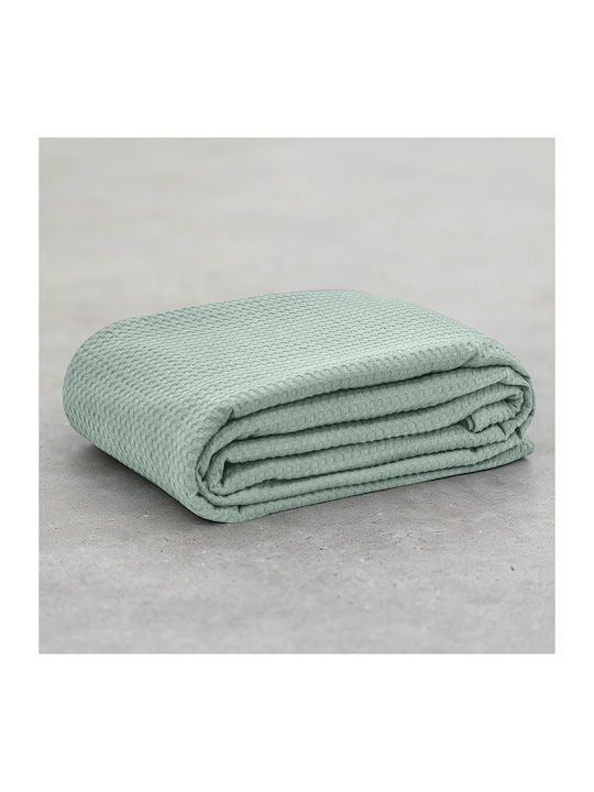 Lino Home Cocoon Pique Double Blanket 220x240cm Mint
