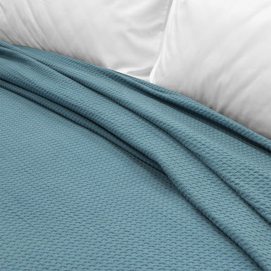 Lino Home Cocoon Pique Blanket Double 240x260cm Petrol Blue