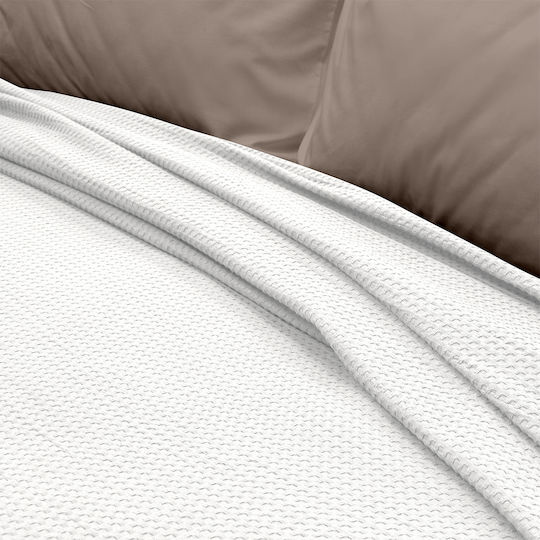 Lino Home Cocoon Piqué Decke Einzeln 170x240cm Weiß