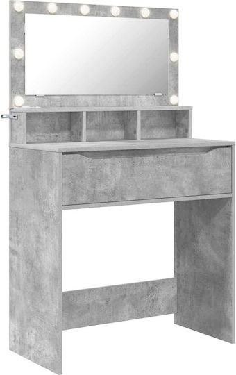 Masuta De Toaleta De Podea Din Lemn Gri Cu Oglindă 80x39.5x135cm