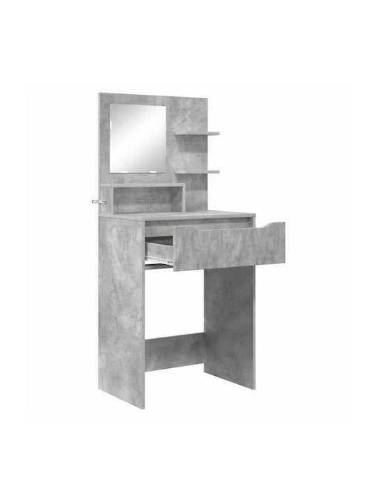 Floor-standing Bedroom Makeup Dressing Table Wooden Grey with Mirror 60x39.5x135cm