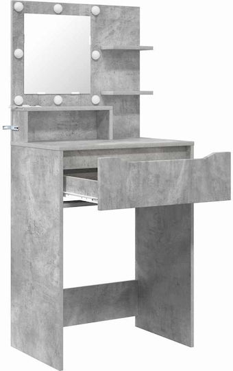 Masută De Toaletă De Podea Din Lemn Gri Cu Oglindă 60x39.5x135cm