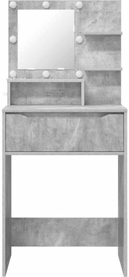 Masută De Toaletă De Podea Din Lemn Gri Cu Oglindă 60x39.5x135cm
