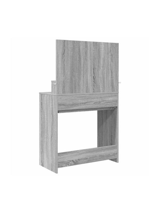 Floor-standing Bedroom Makeup Dressing Table Wooden Grey with Mirror 80x39.5x135cm