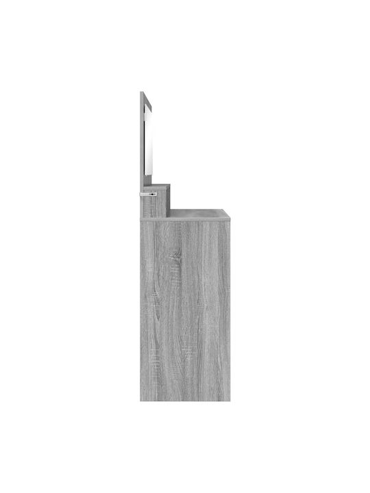 Floor-standing Bedroom Makeup Dressing Table Wooden Grey with Mirror 80x39.5x135cm