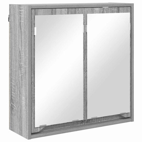 vidaXL Waschtisch mit Waschbecken, Spiegel & Säule L60xB60xH20cm Gray Sonoma
