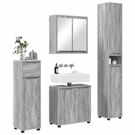 vidaXL Waschtisch mit Waschbecken, Spiegel & Säule L60xB60xH20cm Gray Sonoma