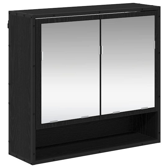 vidaXL Blat cu Lavoar, Oglindă & Coloană L90xW60xH33cm Black Beech