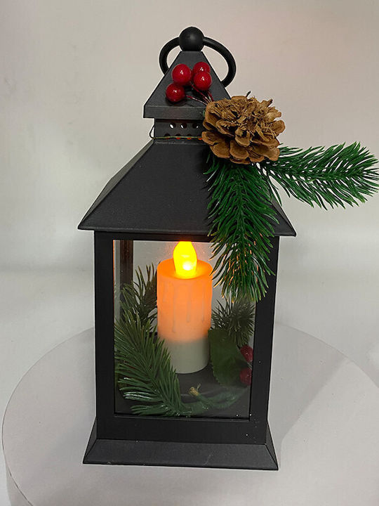 Velve Crăciun Plastic Lampion Negru 26x11cm.