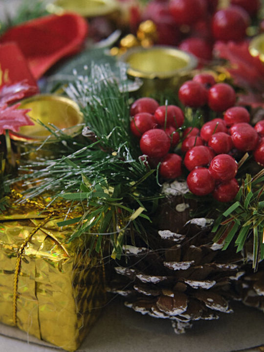 Velve Crăciun Decorativ Coroană de flori cu Diametru 22cm.