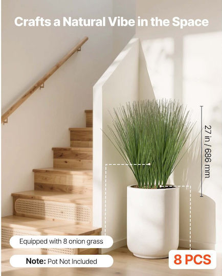 Plante Artificiale De Iarbă Vevor 686 Mm Plante Artificiale De Arbust Ceapă Falsă Premium Pvc Interior Exterior Casă Grădină Birou Decorare Cameră Deschidere Locuință 8 Bucăți Verzi