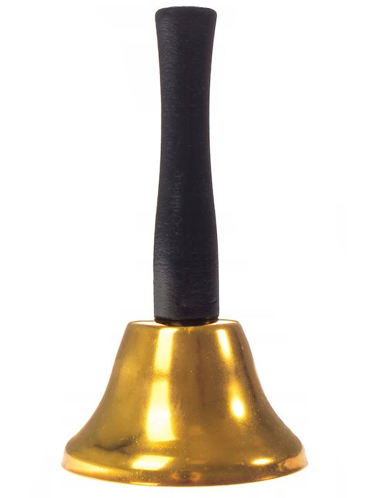 Goldene Metallglocke mit Holzgriff 12cm